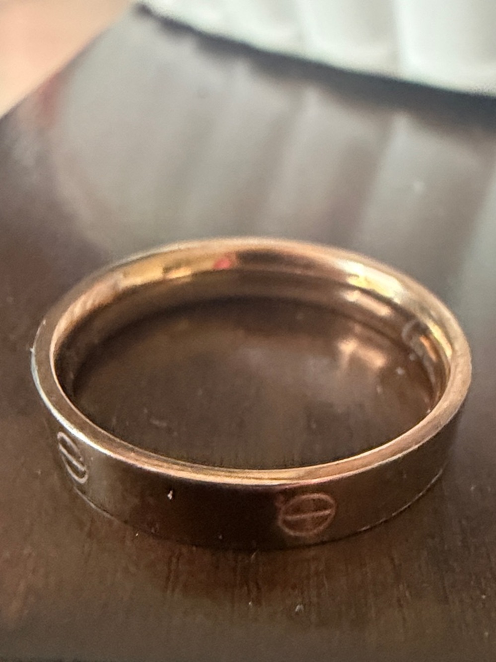Rose Gold Screw-Accent Band Ring
